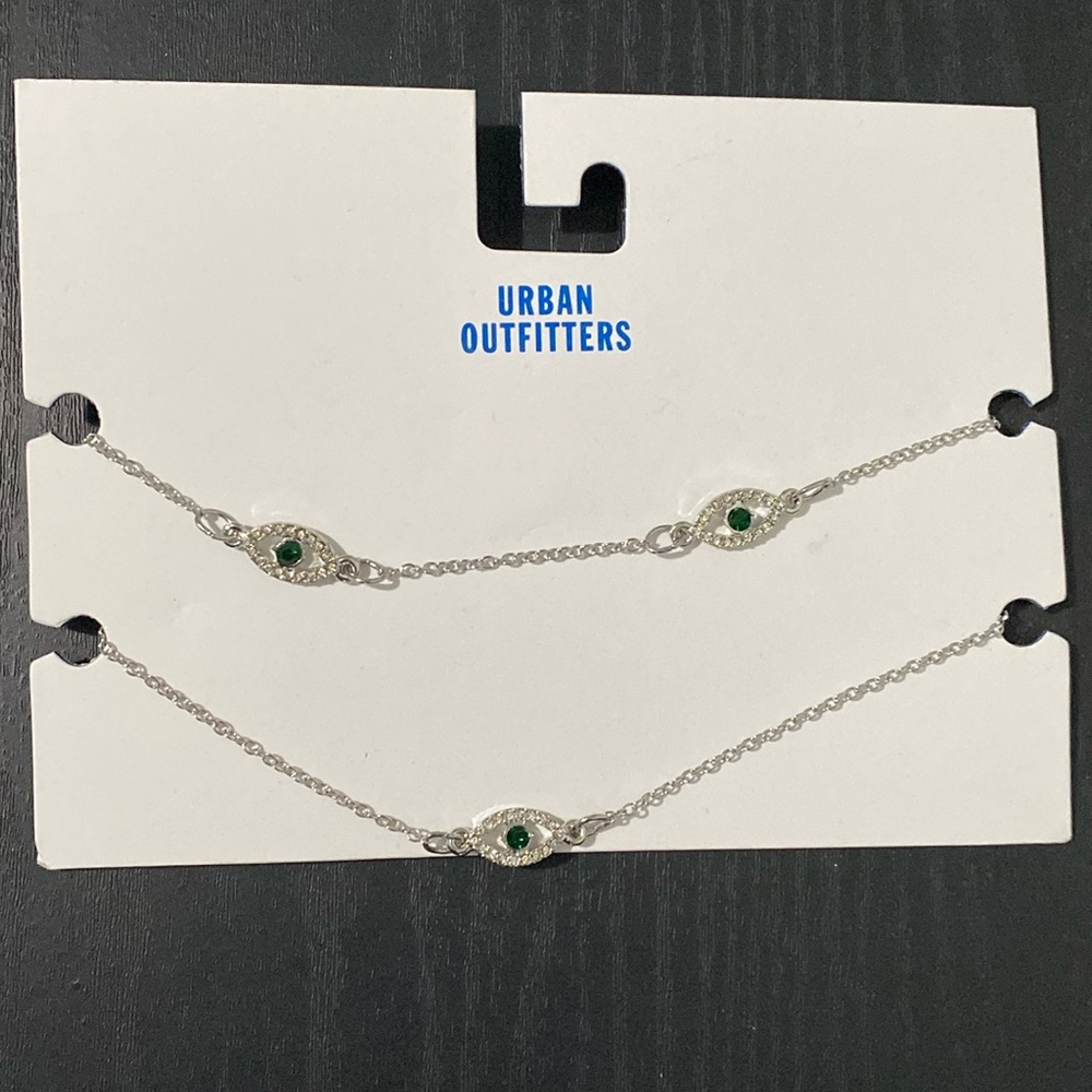 Urban Outfitters Silver Tone Evil Eye Necklace